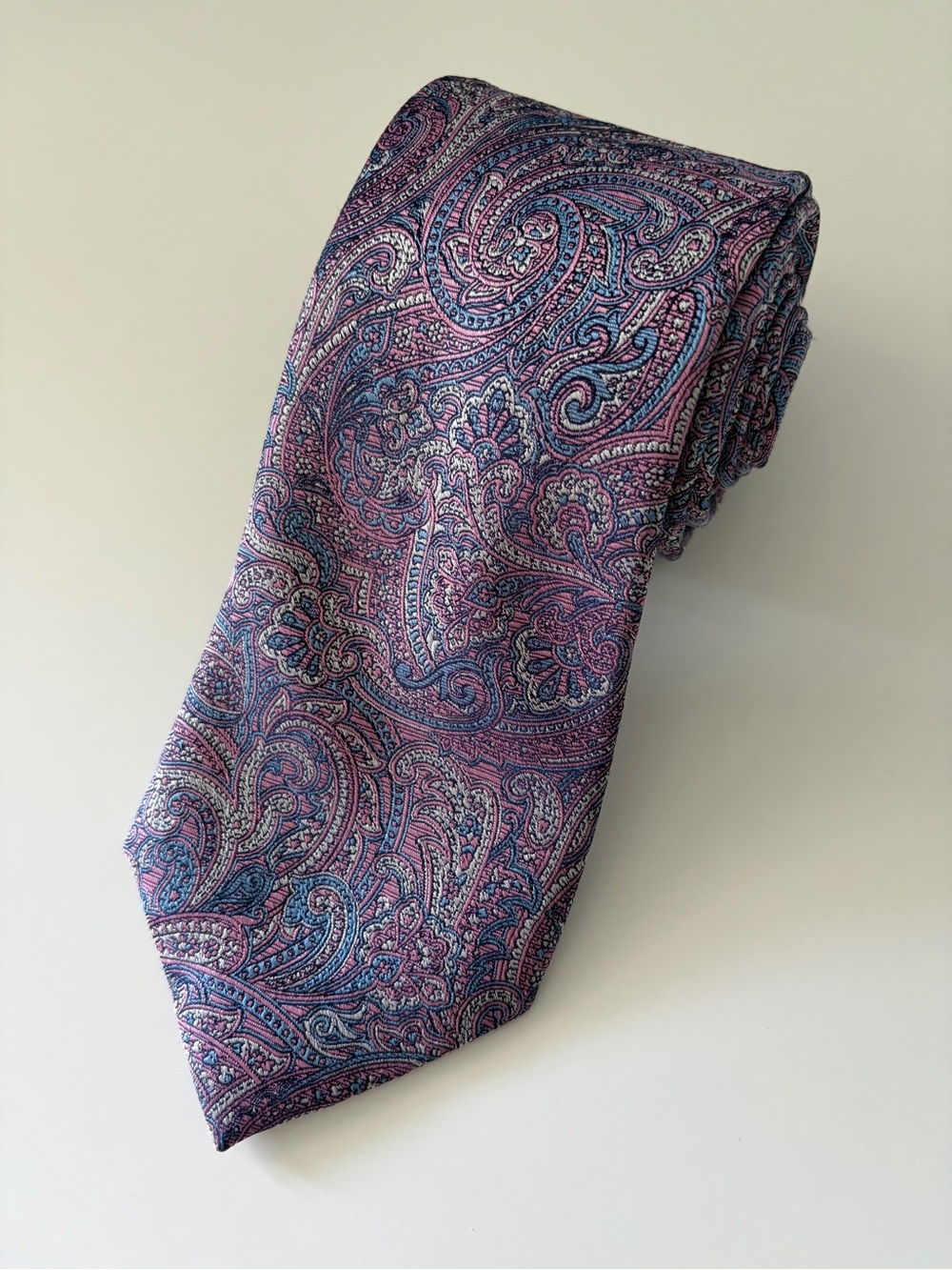 Pronto Uomo Men's 100% Silk Tie - Tall, Purple Paisley